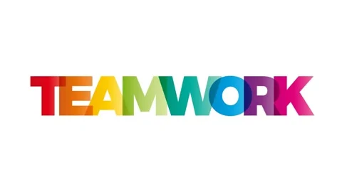 The word Teamwork. Animated banner with the text colored rainbow. Stock Footage 140387820