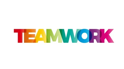 The word Teamwork. Animated banner with the text colored rainbow. Stock Footage 153926283