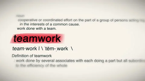 The Word Teamwork Red Highlighted in a Dictionary Animation Stock Footage