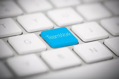 The word "teamwork" written on keyboard Stock Illustration