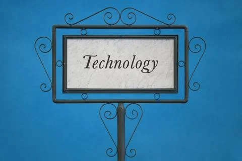The Word "Technology" on a Signboard Stock Photos
