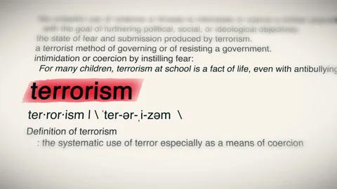 The Word Terrorism Red Highlighted in a ... | Stock Video | Pond5