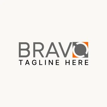 Word text Bravo with negative space square arrow monogram typography Stock Illustration