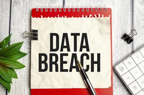 Word text DATA BREACH on white paper card, business concept Stock Photos