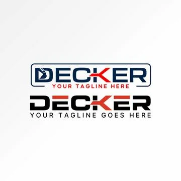 Word text Decker font excavator arrow. Related transportaion tool construction Stock Illustration