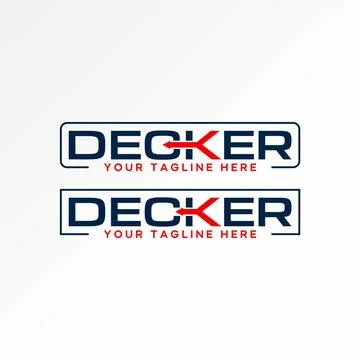 Word text Decker font turn back arrow. Related transportaion tool construction Stock Illustration