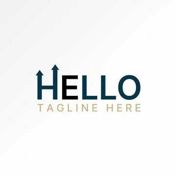 Word text Hello with graph trend step arrows monogram typography branding Stock Illustration