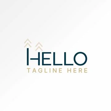 Word text Hello graph trend arrows tree leaves monogram typography branding Stock Illustration