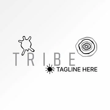 Word text Tribe with old drawing primitive wild monogram typography brand Illustrazione stock