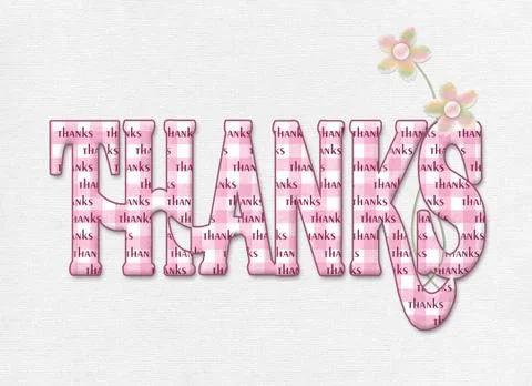 Word thanks in pink gingham pattern Stock Illustration