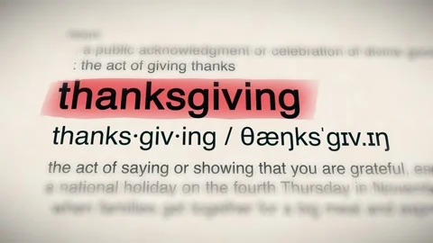 The Word thanksgiving in a Dictionary Animation Stock Footage 302034454