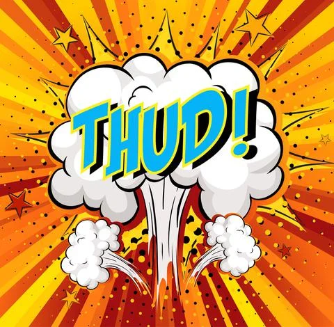 Word Thud on comic cloud explosion background Illustrazione stock