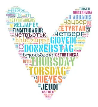 Word Thursday in different languages Stock Illustration