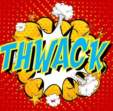 Word Thwack on comic cloud explosion background Stock Illustration
