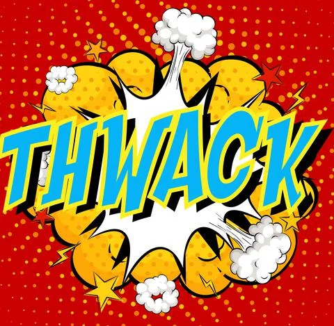 Word Thwack on comic cloud explosion background Stock Illustration