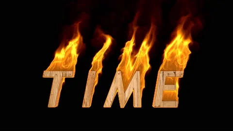 The word time is on fire Stock Footage 149480503