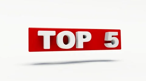 Word top 5 in red rotating in 3d Vídeo Stock 48660209