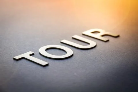 Word tour written with white solid letters Foto stock