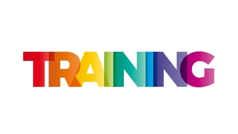 The word Training. Animated banner with the text colored rainbow. Stock Footage 154045219