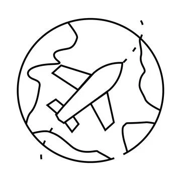 Word travel line icon vector illustration black Stock-Illustration