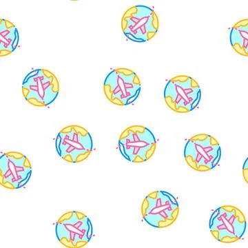 Word travel vector seamless pattern color Stock Illustration