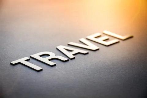 Word travel written with white solid letters Foto stock