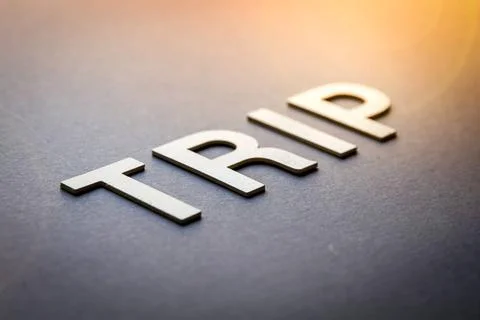 Word trip written with white solid letters Word trip written with white s... Foto stock