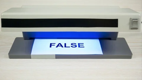 The word true changing to word false. Concept of deception. Stop motion Video stock 79038330