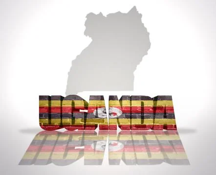 Word Uganda on a map background Stock Illustration