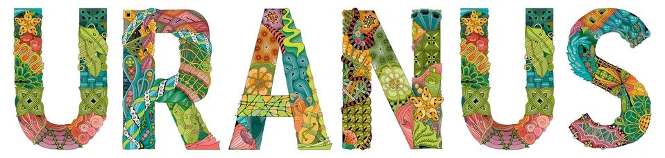 Word Uranus. Vector zentangle object for decoration Stock Illustration