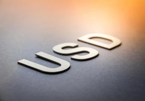 Word USD written with white solid letters Foto stock