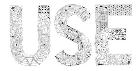 Word USE for coloring. Vector decorative zentangle object Stock Illustration