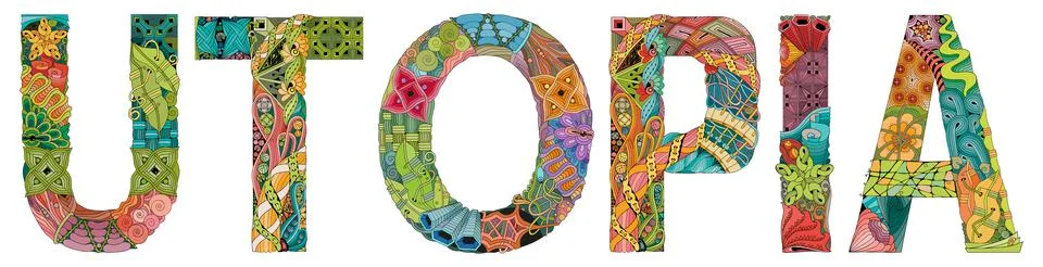 Word UTOPIA. Vector zentangle object for decoration Stock Illustration