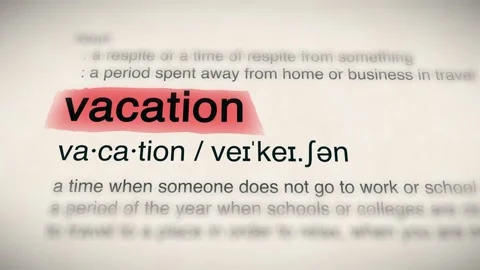 The Word vacation in a Dictionary Animation Stock Footage 302033872
