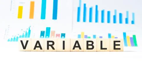 Word VARIABLE made with wood building blocks Stock-Fotos