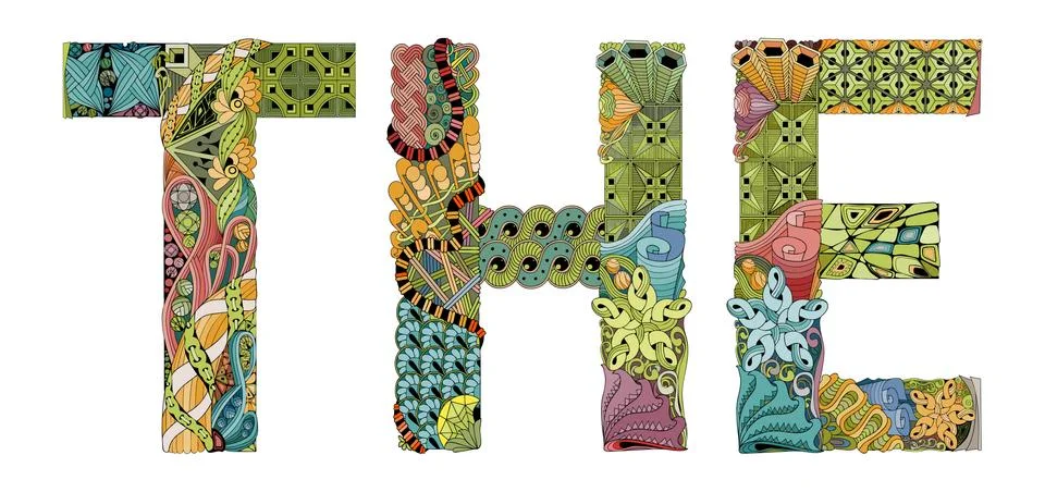 Word THE. Vector decorative zentangle object Stock Illustration