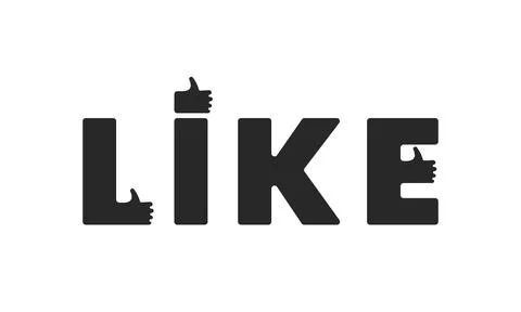 Like word vector poster design. Hands with thumbs up in l, i, e letters. Stock Illustration