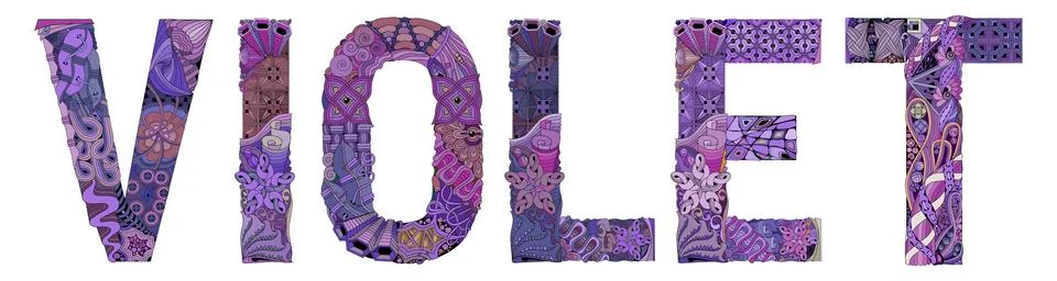 Word VIOLET. Vector decorative zentangle object for decoration Illustrazione stock