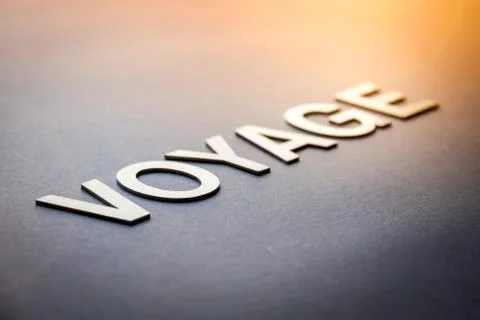Word voyage written with white solid letters Foto stock