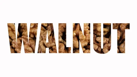 A word Walnut on white background. Walnut rotation in sign - Walnut Video stock 238371522