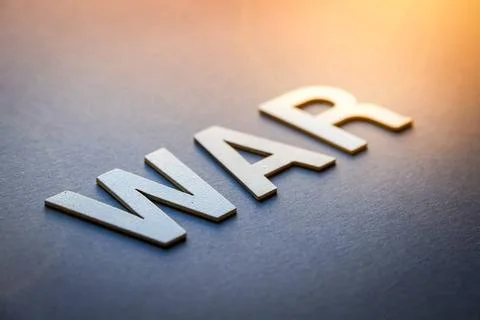  Word war written with white solid letters Word war written with white sol... Foto stock
