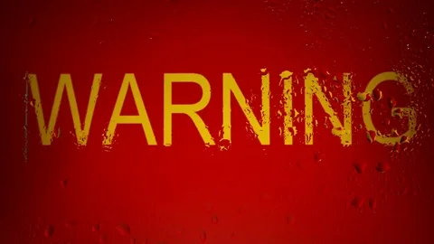 The word 'warning' covered by raindrops Stock Footage 80809419