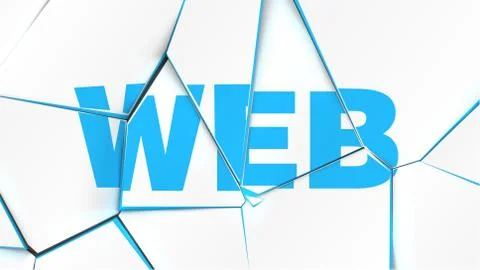 Word of 'WEB' on a broken white surface, vector illustration Stockillustratie
