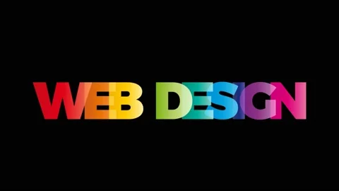 The word Web design. Animated banner with the text colored rainbow. Stock Footage 155272635