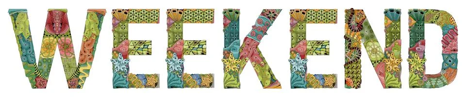 Word weekend. Vector decorative zentangle object Stock Illustration