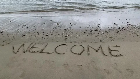 Word welcome on beach. Stock Footage 243582129