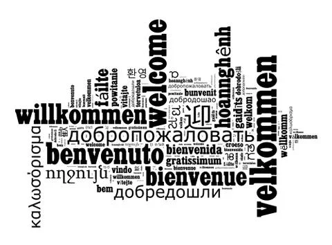 Word Welcome in different languages Stock Photos