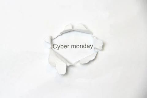 Word on white isolated background through the wound hole in the paper. Stock Photos