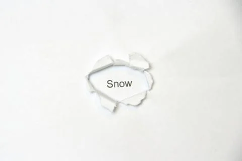 Word on white isolated background through the wound hole in the paper. Stock Photos