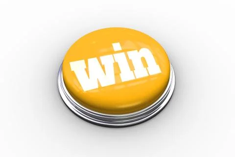 The word win on shiny yellow push button Stock Illustration